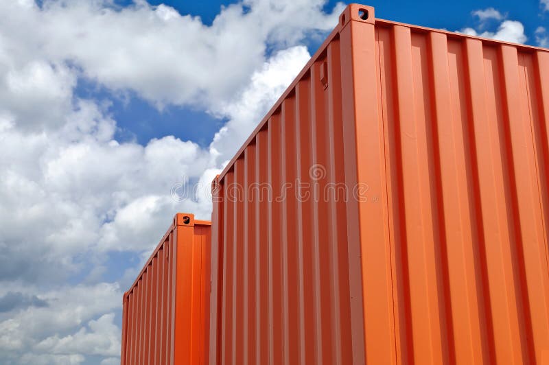Warehouse with colorful containers for transport