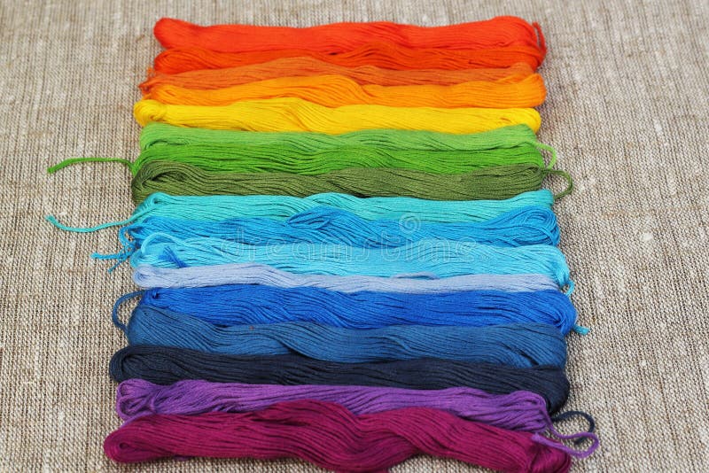 Colorful Cotton Craft Threads Stock Image Image of green, detail