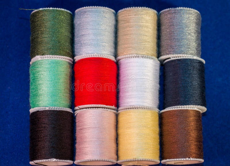 Colorful Cotton Reel Spools of Sewing Thread Stock Photo Image of