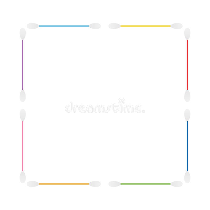 Colorful Cotton Swabs, Cotton Buds, Q-tips Vector Square Frame Template,  Background for Cosmetic, Hygiene Design Stock Vector - Illustration of  swabs, template: 231686153