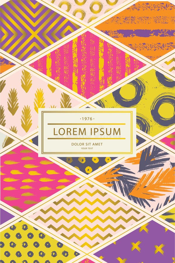 Colorful cover in patchwork style vector illustration