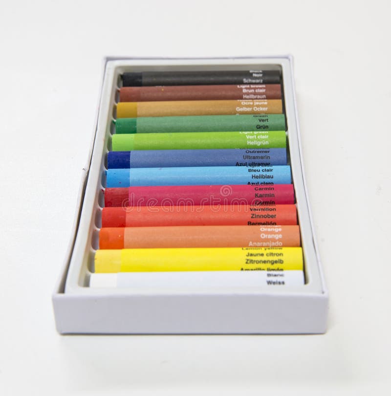 Colorful Crayon Set with Named Colors and Color Codes Stock Image