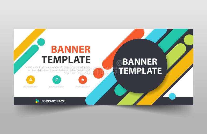Colorful creative business banner template, header cover for website design template. horizontal banner template royalty free illustration