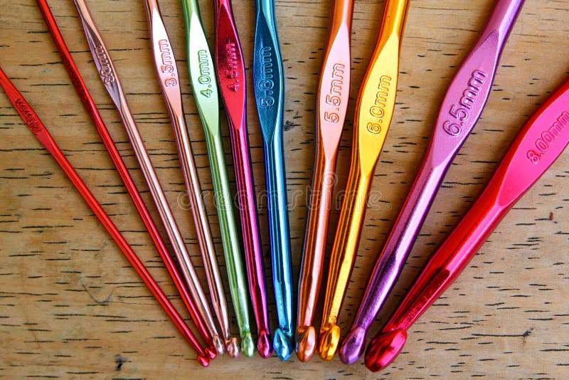 Colorful Crochet Hooks and Granny Squares Stock Image Image of arts