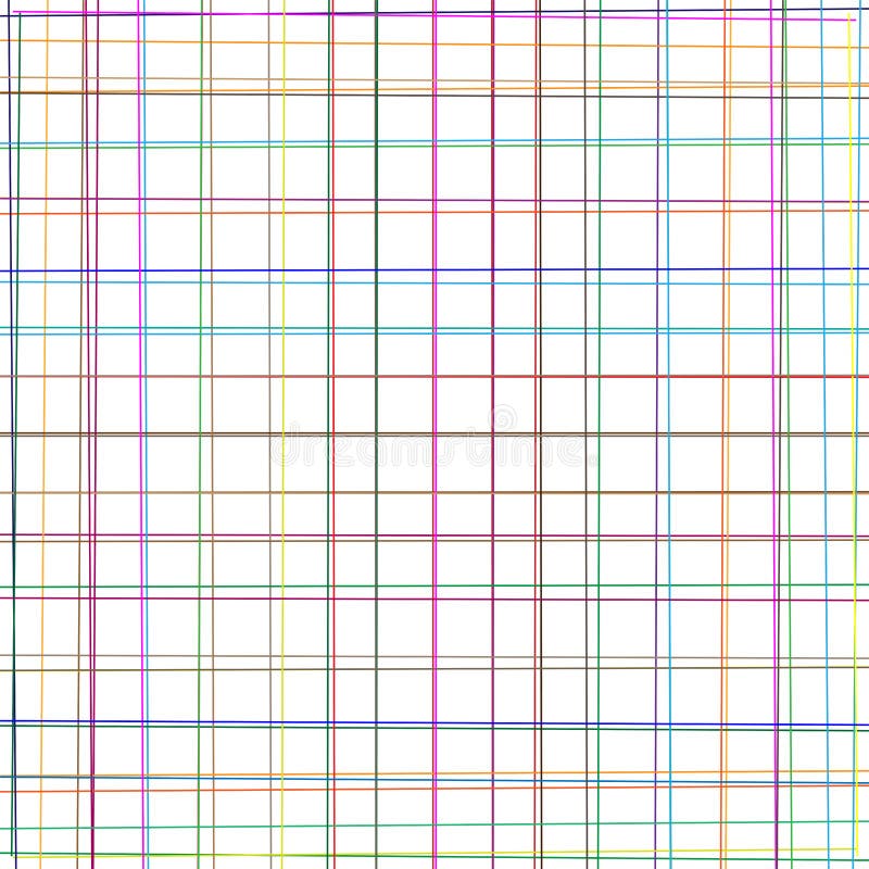 Colorful crosshatch, scribble sketch lines. Random multicolor grid, mesh. Intersect stripes. Asymmetric pattern of irregular vector illustration