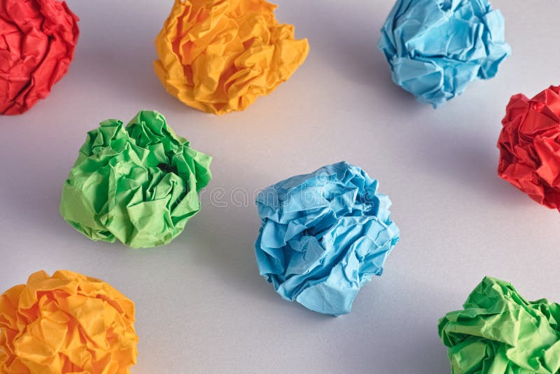 Colorful crumpled paper balls royalty free stock photos