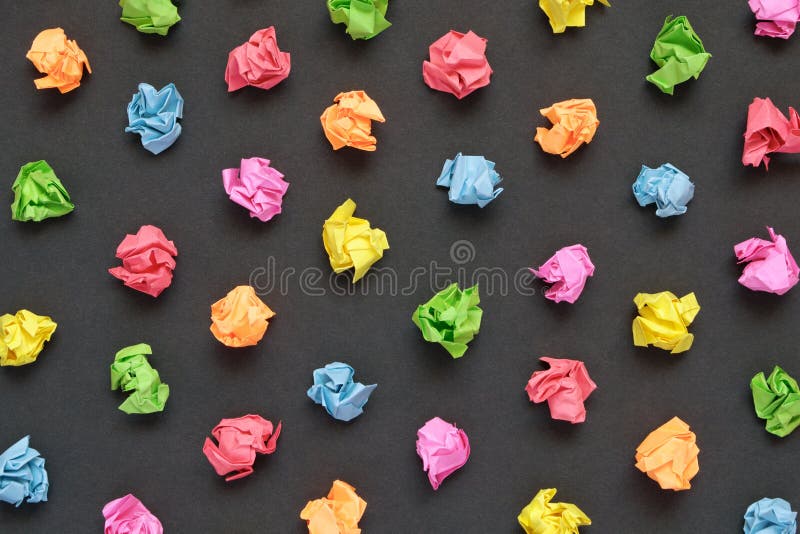 Colorful crumpled papers background stock photos