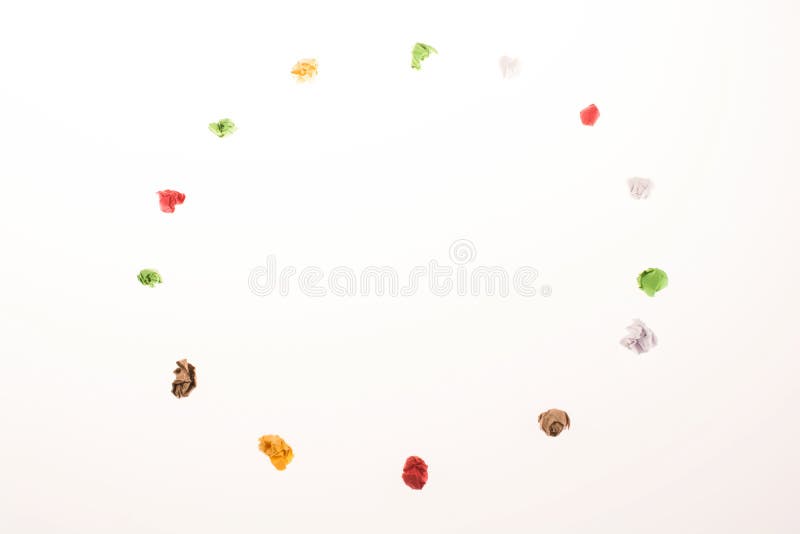 Colorful crumpled papers stock images