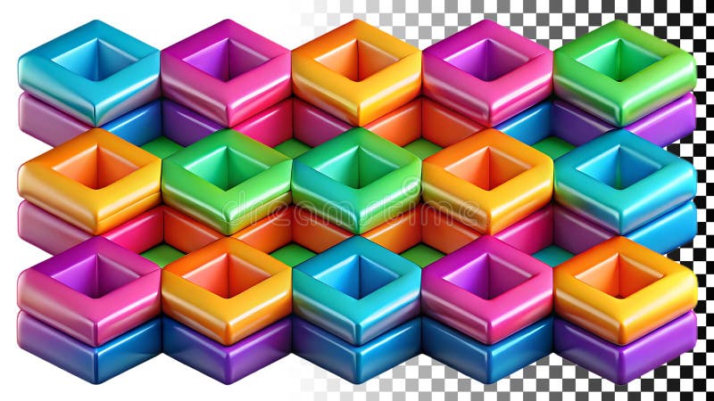 Colorful cube pattern, geometric design, vibrant cubes, abstract art png transparent image Generative AI royalty free illustration