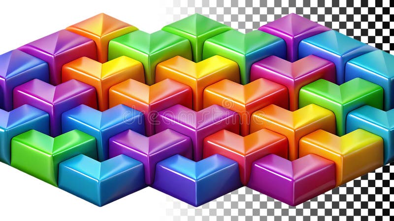 Colorful cube pattern, geometric design, vibrant cubes, abstract art png transparent image Generative AI vector illustration