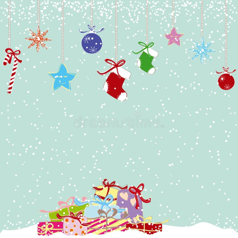 Colorful cute christmas greeting card