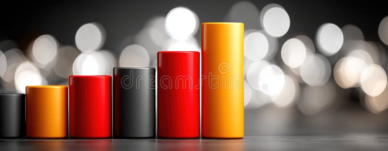 Colorful cylindrical bars represent sales data with strong visual impact, showcasing effect of growth in dynamic way royalty free illustration