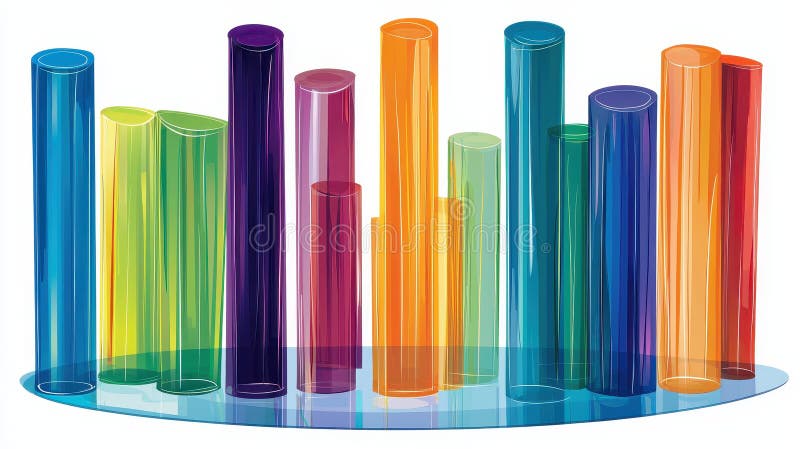 Colorful Cylindrical Shapes on Abstract Background royalty free illustration