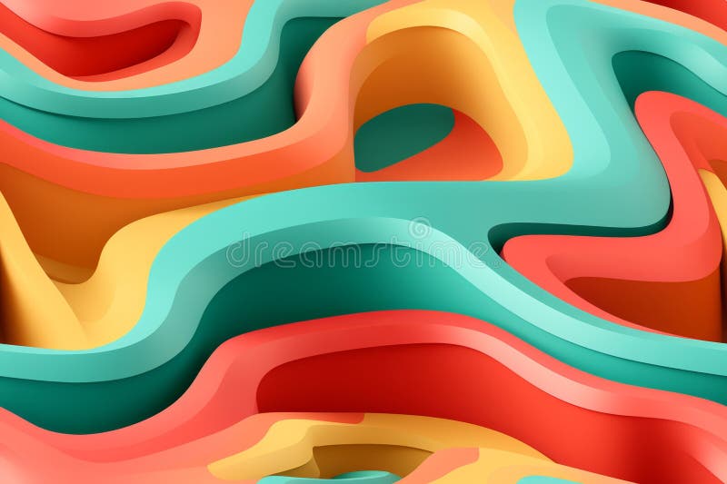 Colorful 3d abstract background with wavy lines stock illustration