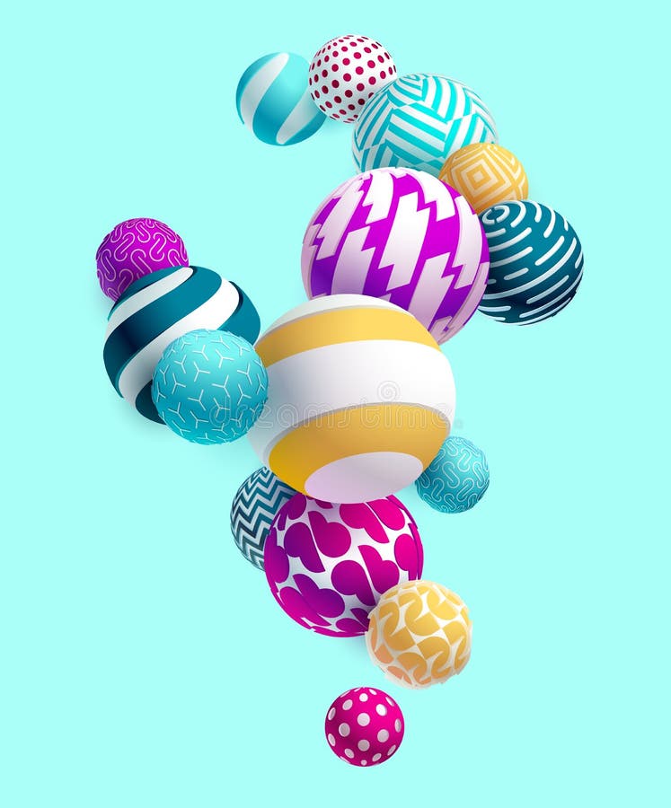 Colorful 3D Decorative Balls. Stock Vector Illustration of graphic