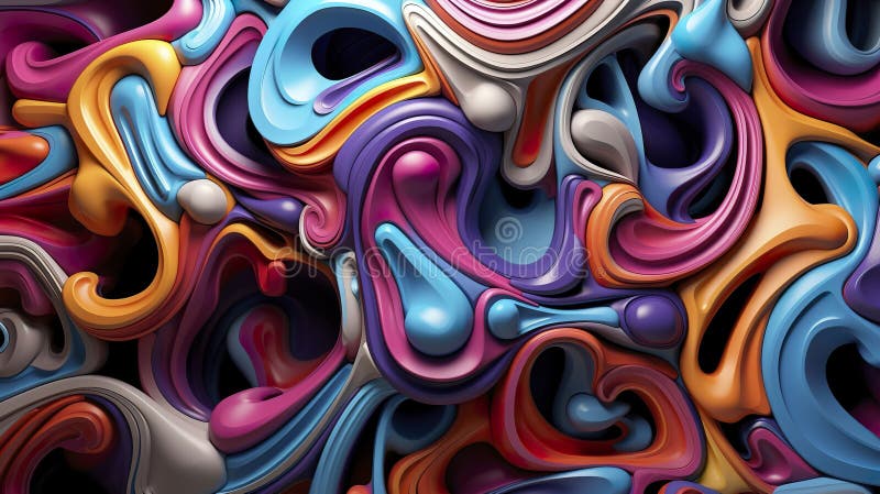 Colorful 3D Waves in Visual Symphony on a High-quality Abstract Background. Stock Illustration 