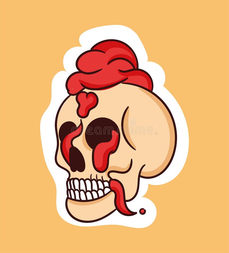 Colorful Dead Skull Sticker with Brain Coming Out of Head Stock Vector - Illustration of outward, simple: 215261152 Colorful Dead Skull Sticker with Brain Coming Out of Head Stock Vector - Illustration of outward, simple: 215261152