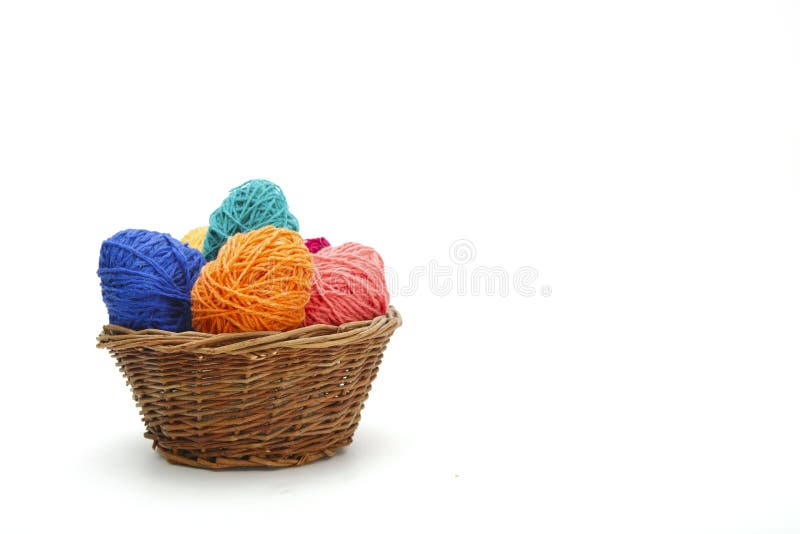 Colorful decorated easter eggs from wool yarn. stock photos