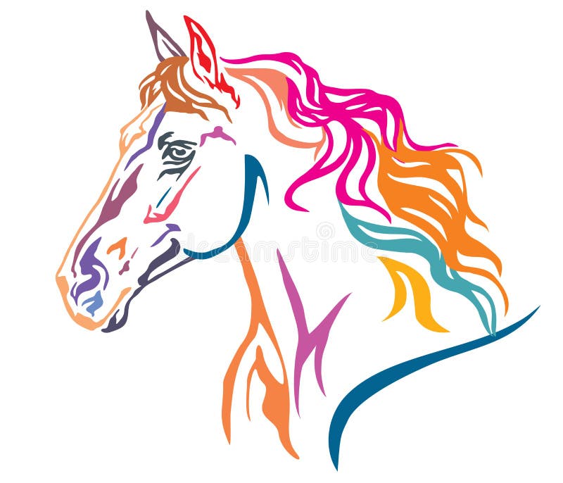 Colorful decorative portrait of horse vector illustration 7 royalty free illustration Colorful decorative portrait of horse vector illustration 7 royalty free illustration