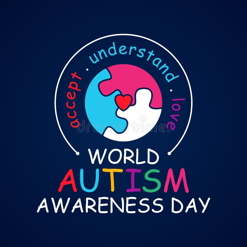 Colorful design word world autism awareness day with round puzzle stock illustration Colorful design word world autism awareness day with round puzzle stock illustration