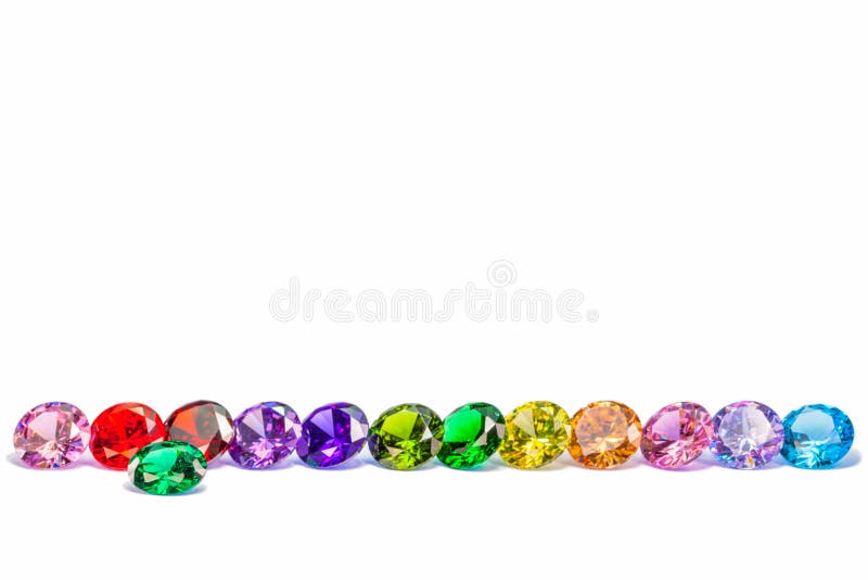 Multicolor Rainbow Rhinestones Scattered on White Background Stock Image -  Image of multicolor, blue: 151720415
