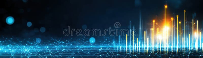 Colorful Digital Data Visualization with Bright Graphs and Light Trails in a Futuristic Tech Background for Data royalty free stock photos