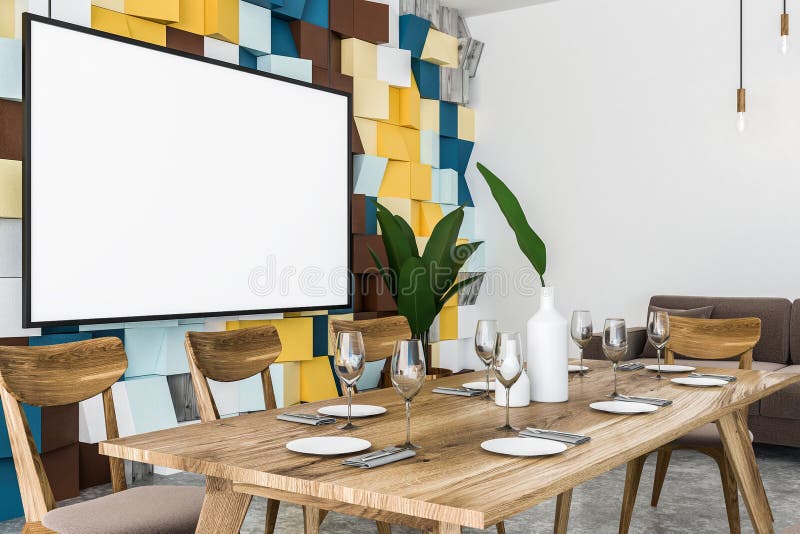 Colorful Dining Room Corner With Sofa Stock Illustration