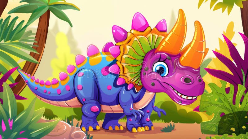 A colorful dinosaur with a big smile on its face royalty free illustration