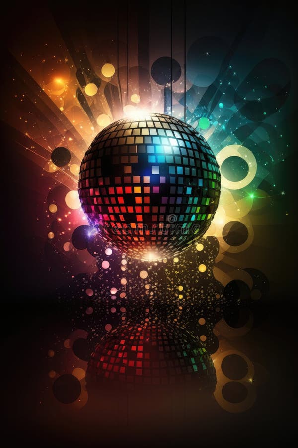 Colorful Disco Ball Made with Generative AI. Stock Image Image of