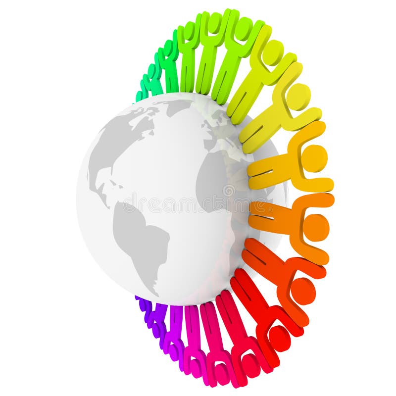 Colorful Diverse People Around Earth royalty free illustration
