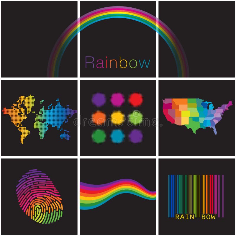 A colorful diverse selection of creative rainbows royalty free illustration