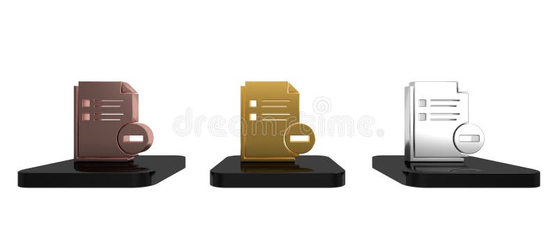 Colorful Document with minus icon isolated on white background. Clear document. Remove file document. Delete information royalty free illustration