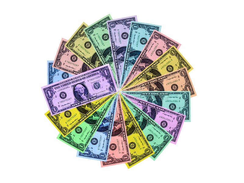 Colorful dollars circle