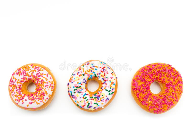 Colorful donut trio stock image