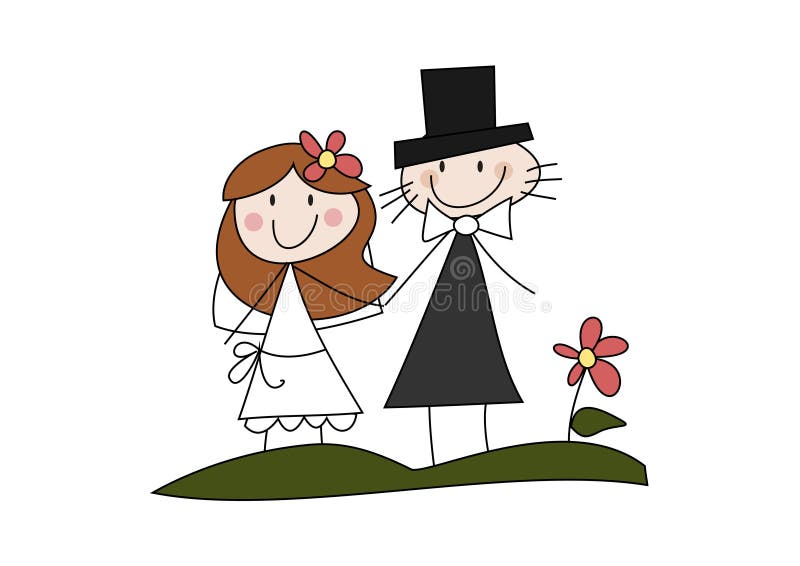 Happy cartoon wedding couple stock illustration Happy cartoon wedding couple stock illustration