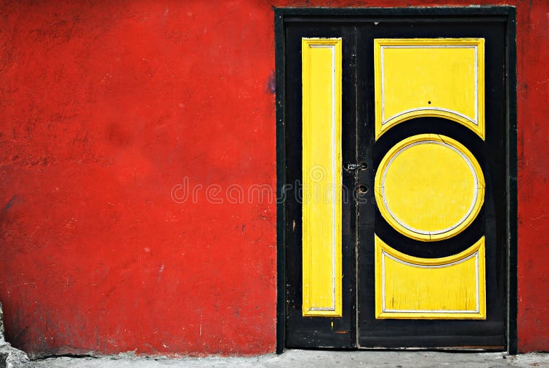 Colorful Door With Simple Geometric Design royalty free stock photography