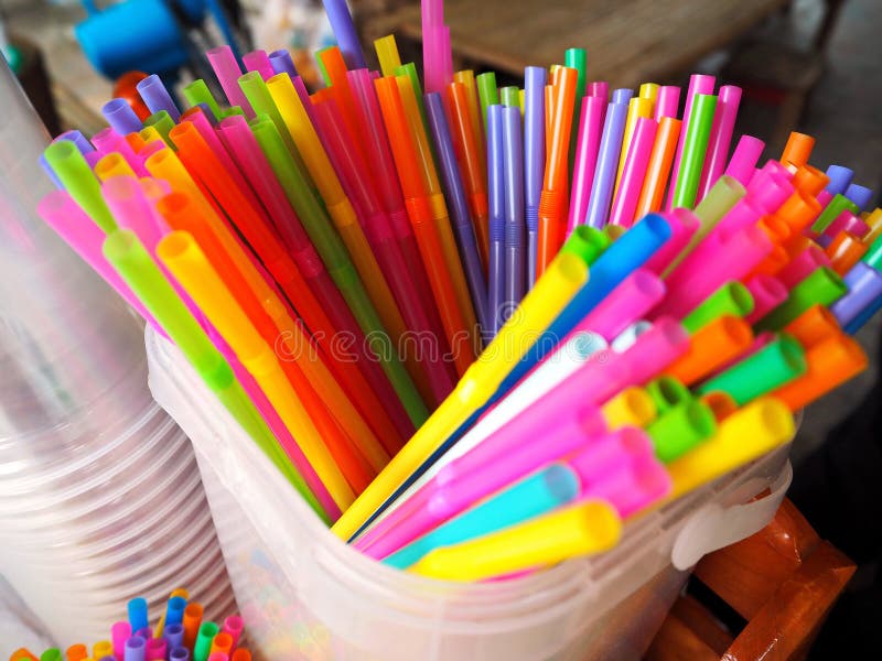 Colorful Drinking Straws on the Counter stock photography Colorful Drinking Straws on the Counter stock photography