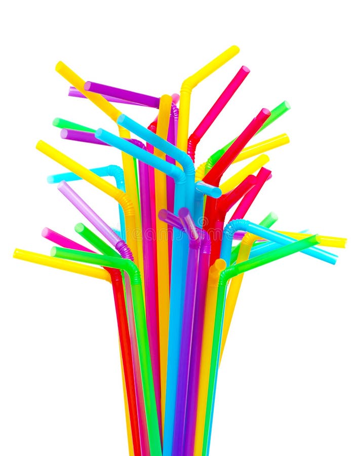 Colorful drinking straws isolated on white background