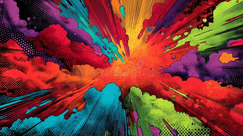 Colorful Dynamic Burst of Paint with Abstract Texture vector illustration