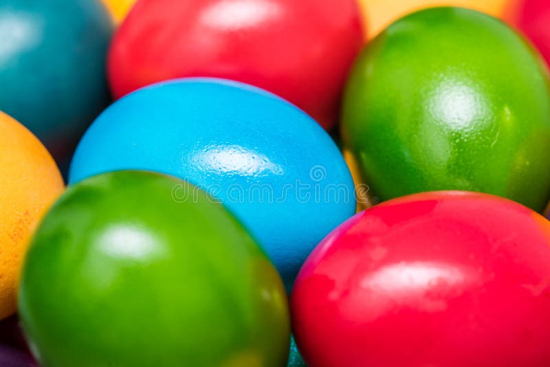 Colorful Easter Eggs in Basket Stock Photo - Image of pile, nature ...