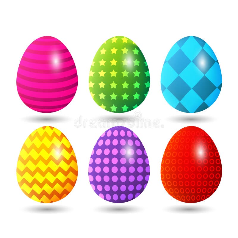 Colorful Easter Eggs with Different Colors and Patterns Stock Vector
