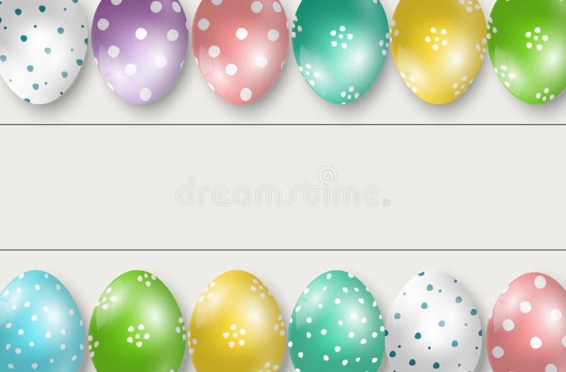 Colorful Easter eggs double edge border on white wooden background vector illustration