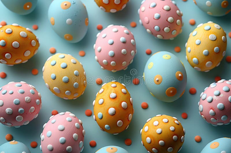 Colorful Easter Eggs with Polka Dots stock illustration