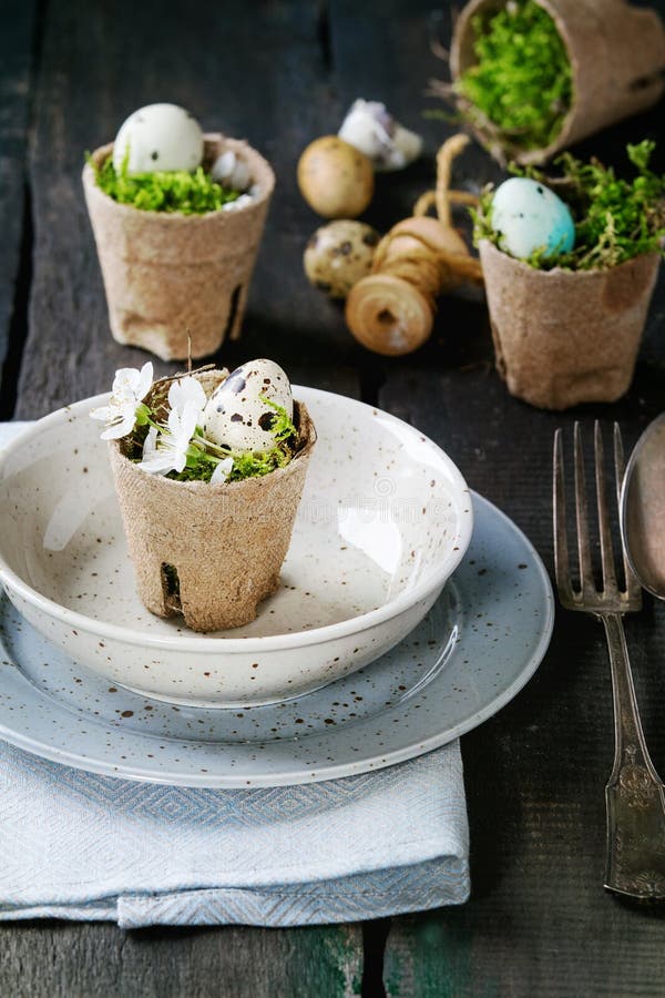 Colorful Easter quail eggs