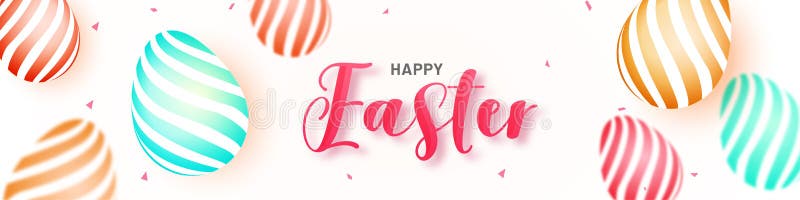 Colorful eggs decorated website header or banner with stylish text of Happy Easter. royalty free illustration