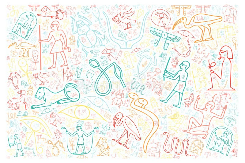 Colorful egyptian hieroglyphics royalty free illustration Colorful egyptian hieroglyphics royalty free illustration