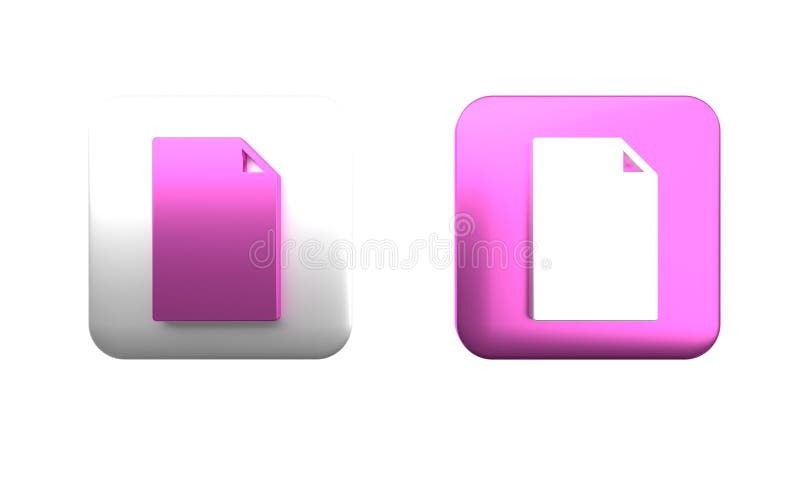 Colorful Empty document icon isolated on white background. Checklist icon. Business concept. Square button. 3D render royalty free illustration