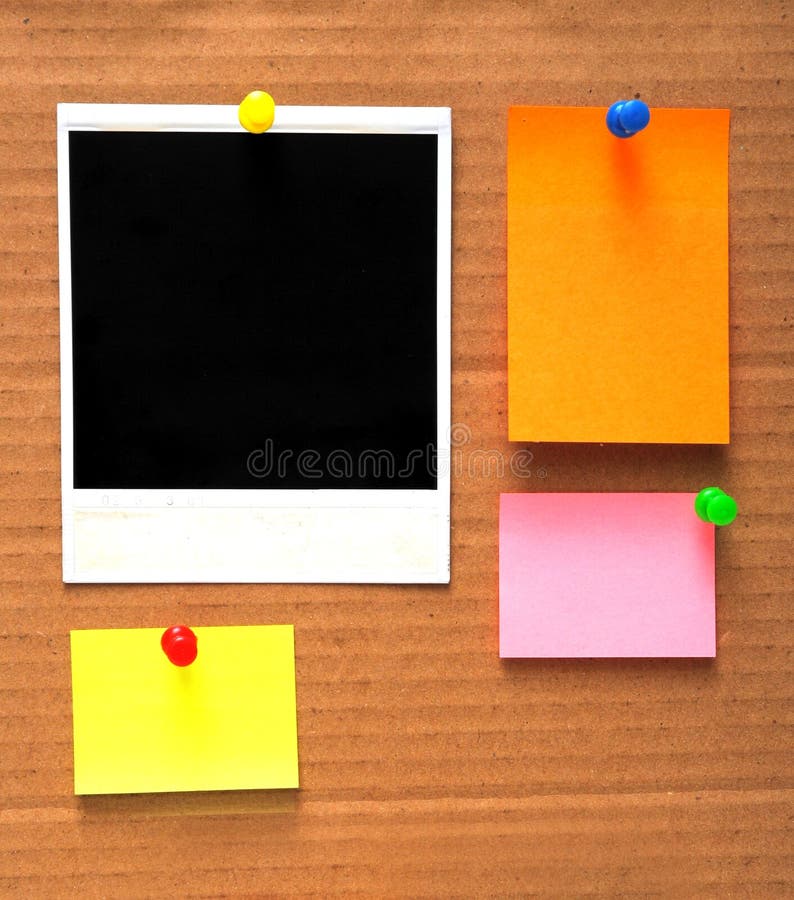 Colorful empty notes and photo frame