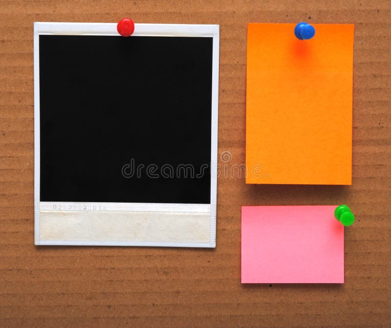 Colorful empty notes and photo frame