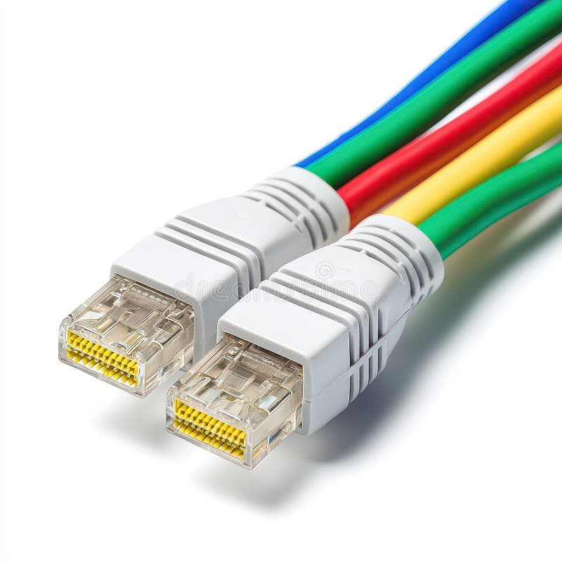 Colorful Ethernet Cables for Networking and Data Transmission Use stock illustration